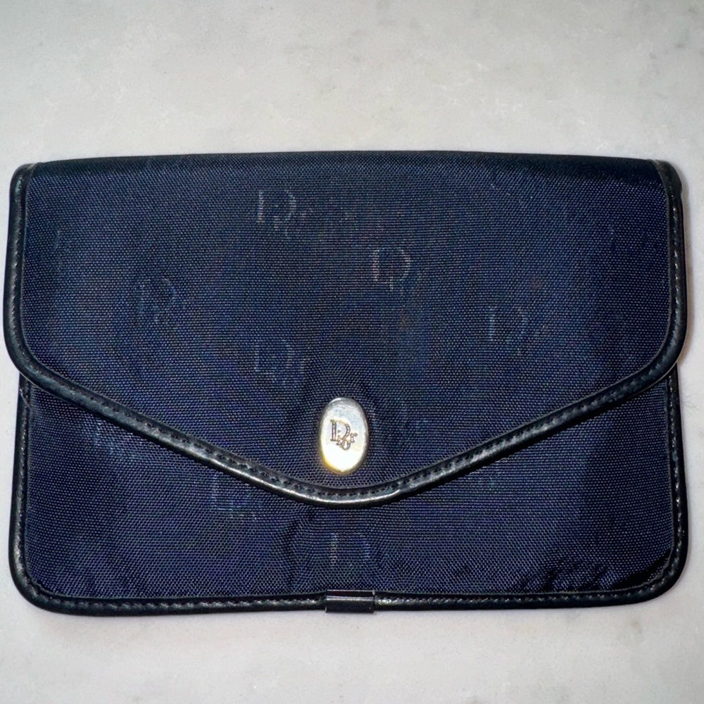 Vintage Dior Monogram snap Wallet. Navy Blue. France